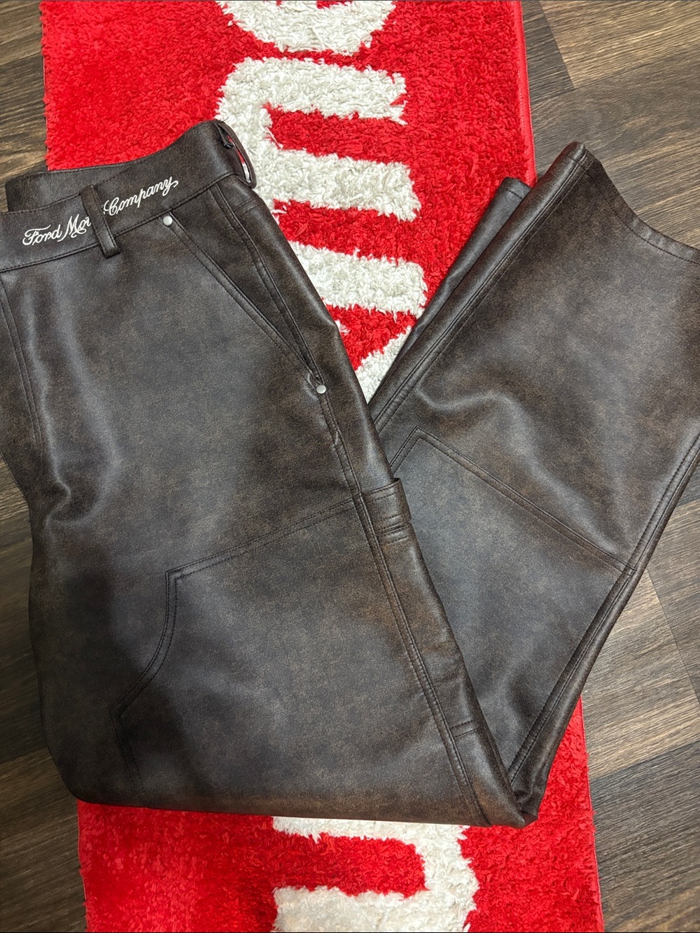 Brown Faux-Leather Men’s Carpenter Pants- PacSun